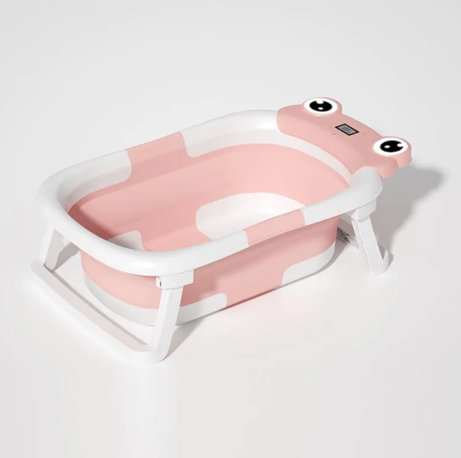 Foldable Baby Bathtub with Cushion & Thermometer