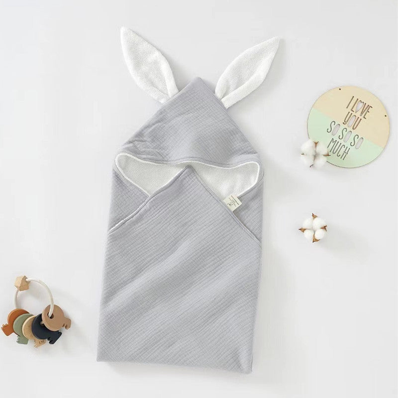 Hooded Cotton Baby Bath Towel with Double-layer Gauze