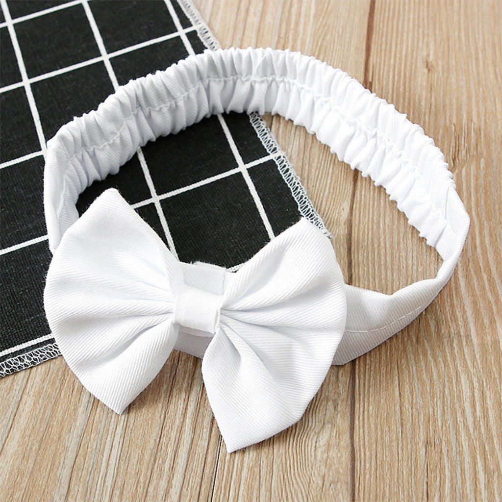 Summer Girls' Sleeveless Bow Dress with Headband Set
