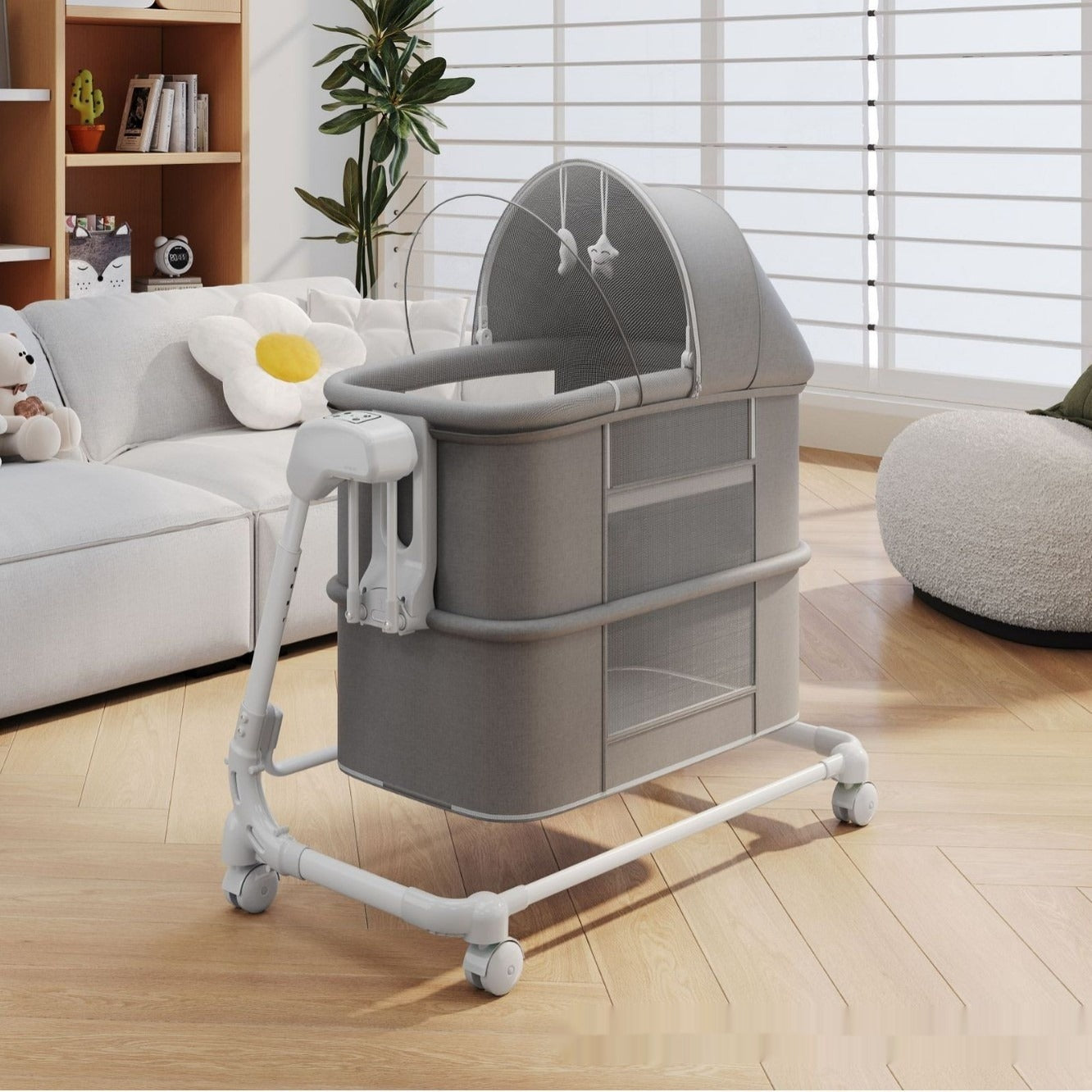 Electric Baby Rocker Bassinet, Foldable with Remote