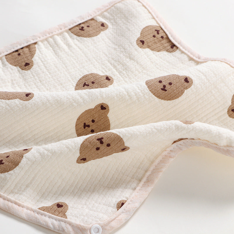 Cartoon Bear Triangle Baby Bib and Burp Cloth Set