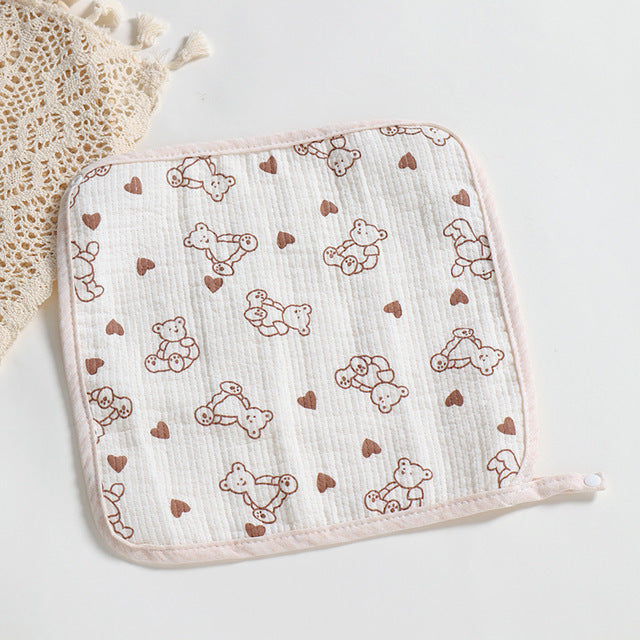 Cartoon Bear Triangle Baby Bib and Burp Cloth Set