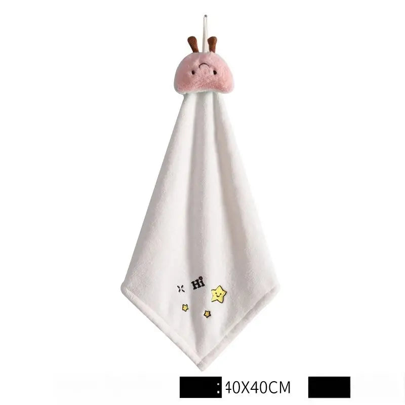 Cartoon Absorbent Hand Towel with Hanging Loop