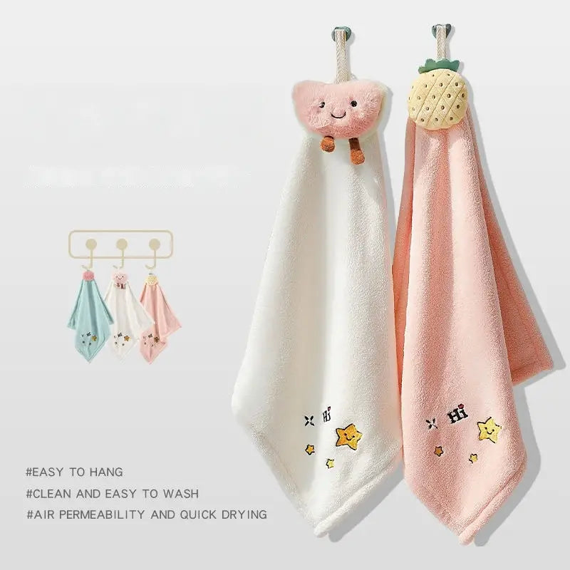 Cartoon Absorbent Hand Towel with Hanging Loop