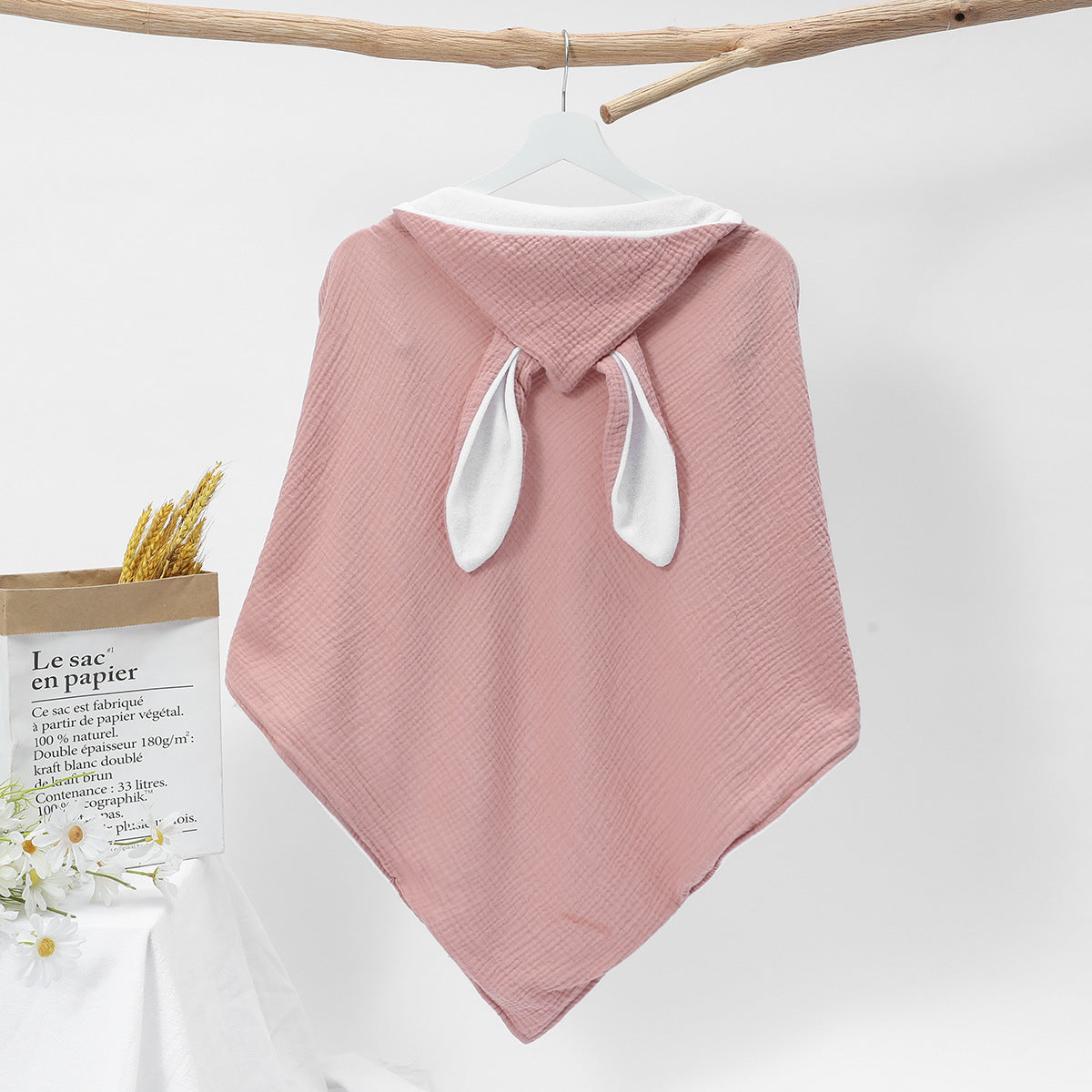 Hooded Cotton Baby Bath Towel with Double-layer Gauze