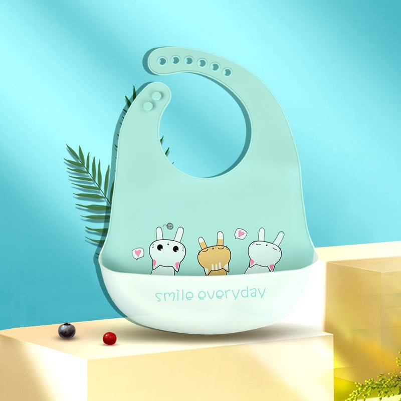 Waterproof Silicone Baby Bib, Food Grade Bandana (1 Piece)