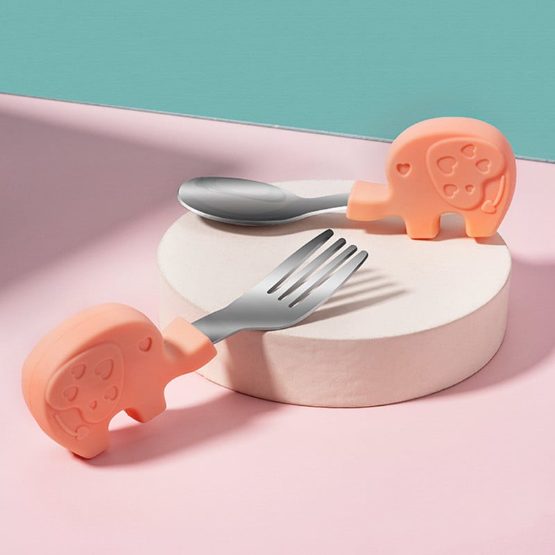 Children's Short Handle Stainless Steel Fork and Spoon