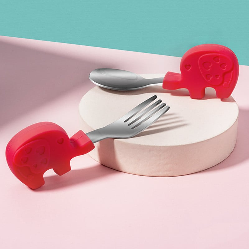 Children's Short Handle Stainless Steel Fork and Spoon