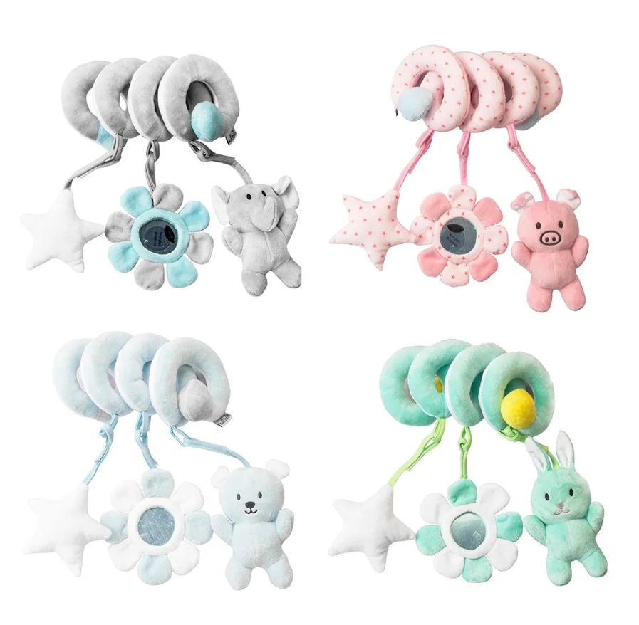 Baby Crib & Stroller Spiral Plush Toy - Animal Design for Early Education